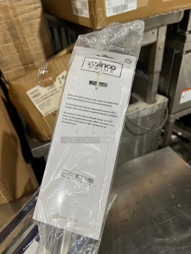 Winco Prime Series 18" slotted stainless steel basting spoon, model BSSN-18. New condition, in original packaging.