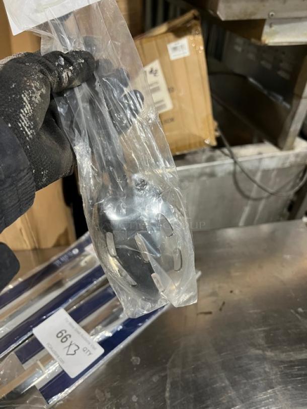 New Winco Prime Series 18" slotted basting spoon, model BSSN18, in packaging. Stainless steel, unused condition.