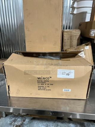 Winco Commercial Stainless Steel Full-Size 6" Deep Perforated Steam Table Pan, Model SPFP6, new in original packaging.