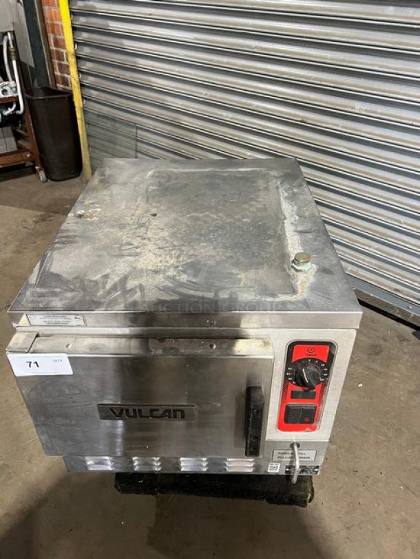 Vulcan C24EA3 stainless steel countertop 3-pan convection steamer, used condition, 208/240V, universal pan rack included.
