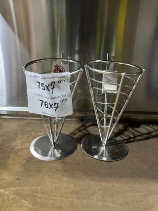 American Metalcraft SS59 stainless steel conical serving basket, 5" round, 9" height, new condition, tags visible.
