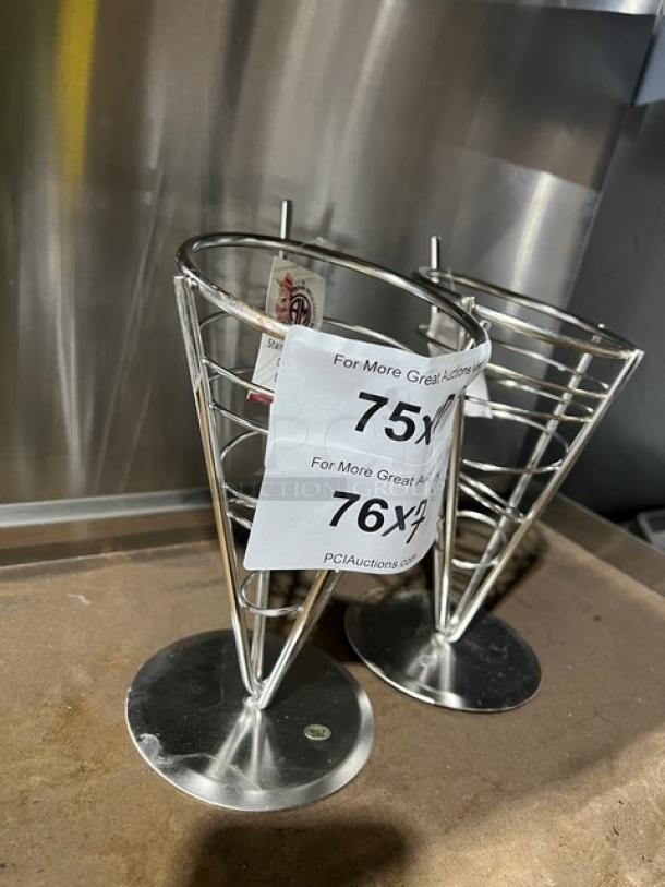 American Metalcraft SS59 stainless steel 5" round conical serving basket, 9" height, new condition, commercial grade.