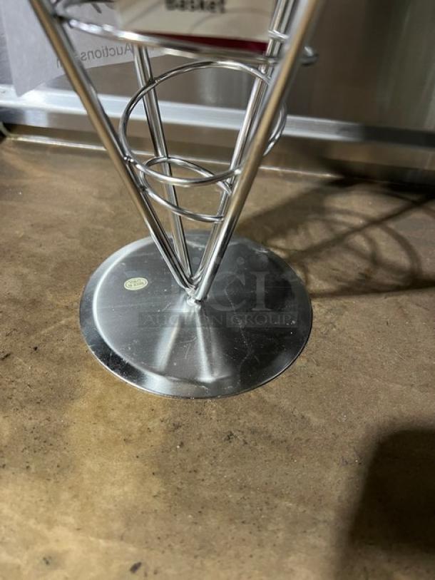 American Metalcraft SS59 conical serving basket, stainless steel, 5" round, 9" height, new condition.