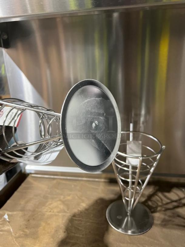 American Metalcraft SS59 stainless steel conical serving basket, 5" round base, 9" height, commercial quality, new condition.