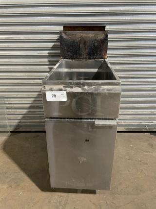 Asber AEF4050SENG stainless steel natural gas deep fat fryer with back splash, on casters, used condition.
