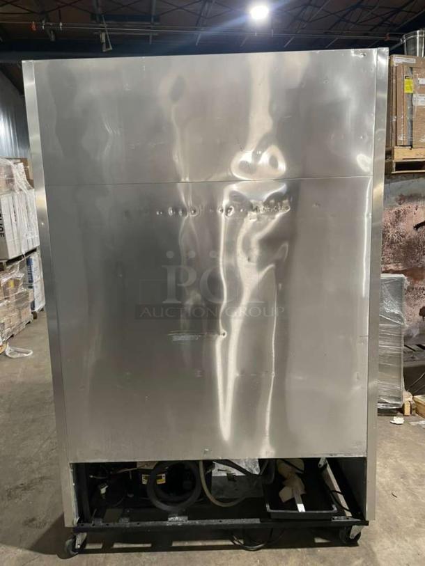 True T-49F stainless steel 2-door reach-in freezer on casters, Energy Star certified, poly-coated wired rack, 115V, 1 phase.