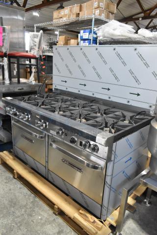Brand new 2021 Southbend 4601DD stainless steel 10 burner gas range with 2 ovens and back splash.