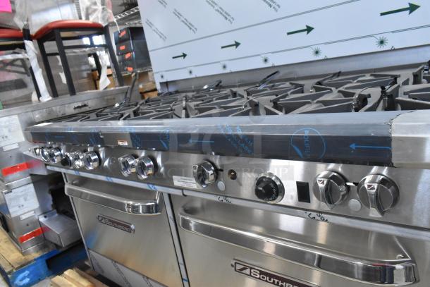 Brand new 2021 Southbend 4601DD stainless steel 10 burner range with 2 ovens, natural gas, includes backsplash.