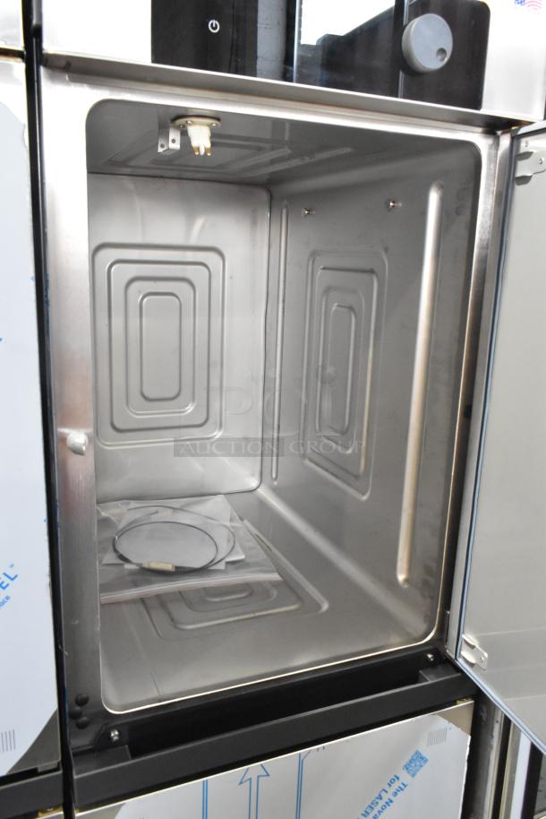 Brand new 2025 Alto Shaam 1200-TH stainless steel full-height Halo Heat® cook and hold oven interior on casters.