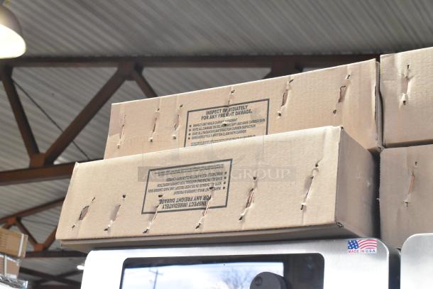 Brand new Alto Shaam 1200-TH stainless steel commercial full height oven with Halo Heat on casters, visible "Made in USA" label.