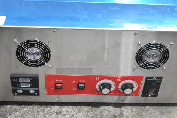 2020 FEP-18 Stainless Steel Countertop Electric Conveyor Pizza Oven, 220V. Features dual fans, digital controls, and settings panel.