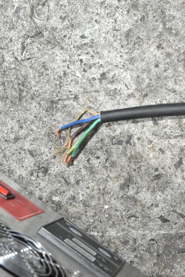 2020 FEP-18 Stainless Steel Conveyor Pizza Oven, 220V, electric, visible exposed wiring, stainless steel control panel.