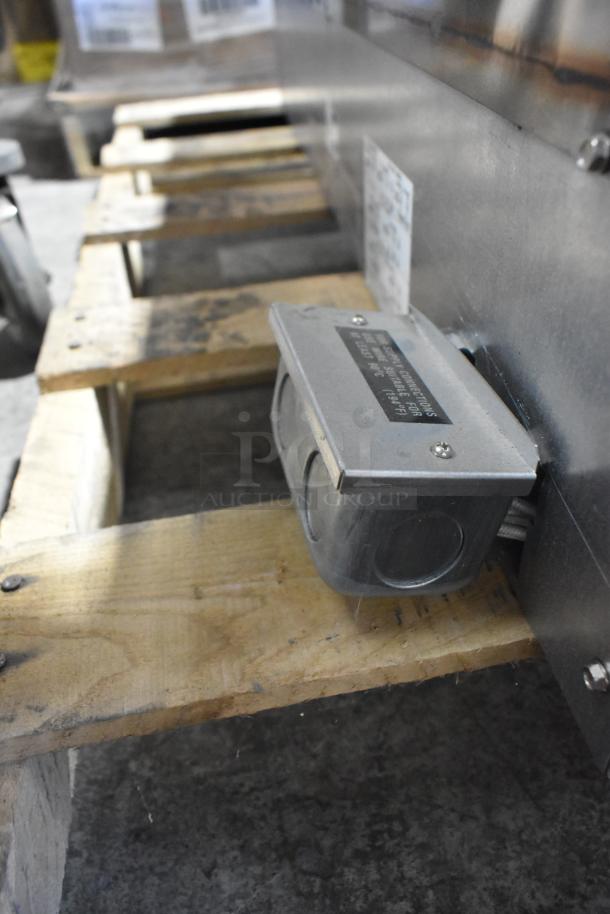 Brand new Star Max stainless steel commercial countertop gas griddle on wooden pallet, labels visible.