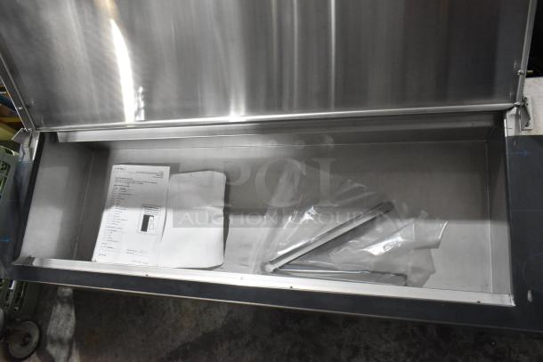 Brand new 2022 Delfield CTP8160-NBP stainless steel refrigerated rail, 115V, 1 phase, with documentation and accessories.