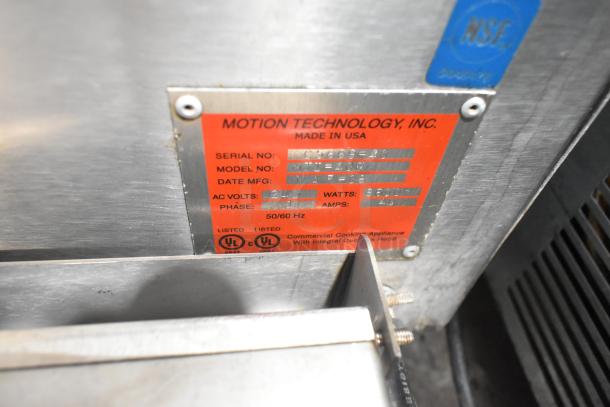 Autofry MTI-40C stainless steel ventless fryer, 240 volts, 1 phase. Tag shows model and manufacturing details.