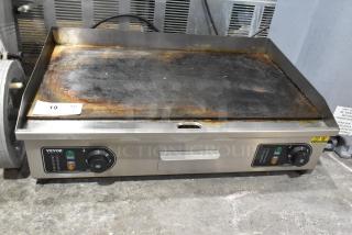 Vevor HT-820 stainless steel electric griddle, commercial countertop model, used condition, visible controls, 230 volts.