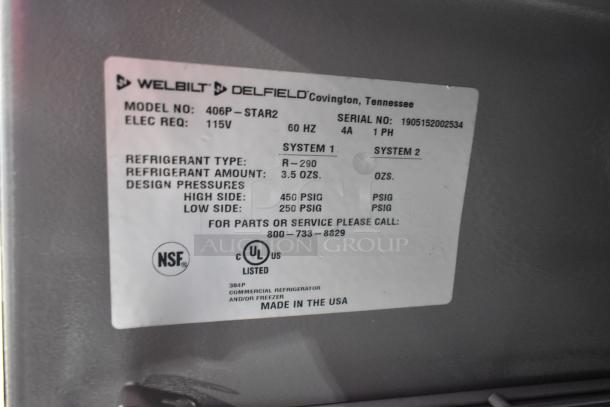 2019 Delfield 406P-STAR2 undercounter cooler, stainless steel, 115V, 1 phase. NSF and UL listed, uses R-290 refrigerant.