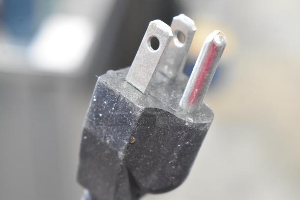 Arctic Air ACP8SQ commercial countertop refrigerated rail, stainless steel, 115V, 1 phase, plug shown.