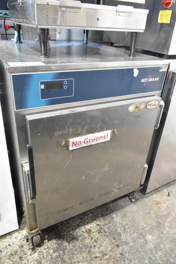 2019 Alto Shaam 750-S stainless steel undercounter heated holding cabinet, commercial casters, "No Greens!" label, 115V, 1 phase.