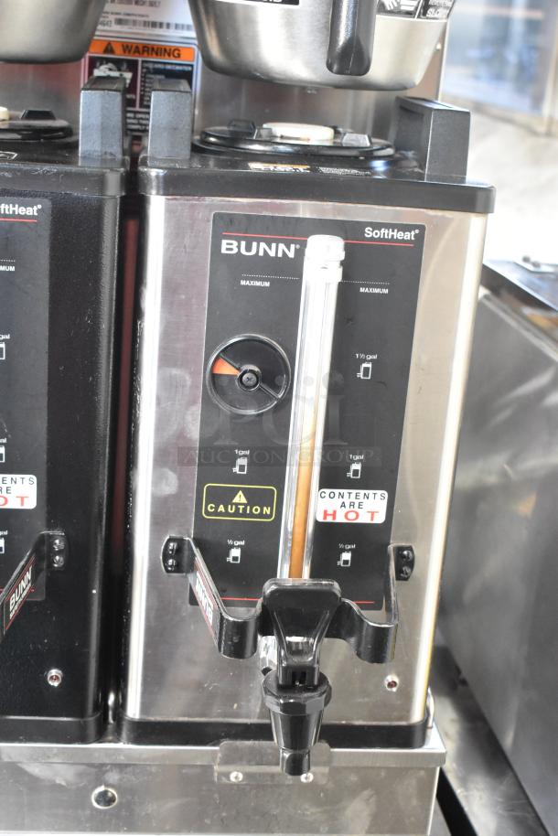 2019 Bunn DUAL SH stainless steel coffee machine, dual beverage dispensers, hot water, 2 servers, metal brew baskets, 120/208V.