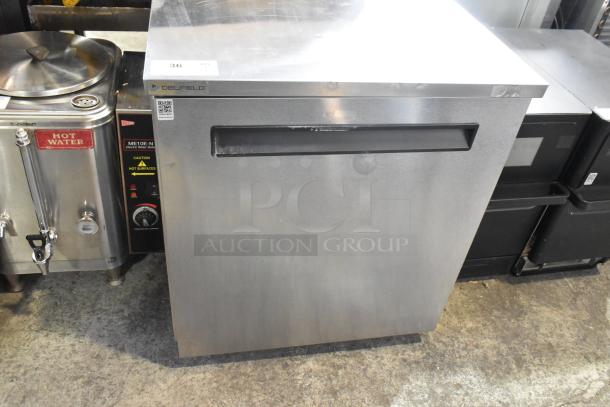 2019 Delfield 406P-STAR2 stainless steel undercounter cooler, single door, on casters. Powered by 115 volts, 1 phase.