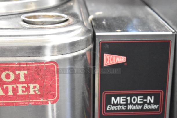 Cecilware ME10EN stainless steel commercial coffee urn, 120V, 1 phase, visible label indicating model and branding. Signs of wear.