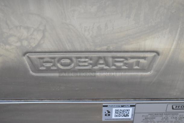 2022 Hobart LXER commercial dishwasher, stainless steel. Features markings, QR code. 120/208-240V, 1 Phase.