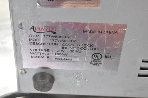 2022 Avantco 177W50CKR stainless steel commercial food warmer, 120V, 1-phase, with infinite control. UL and NSF listed. Serial: 0222-09526.