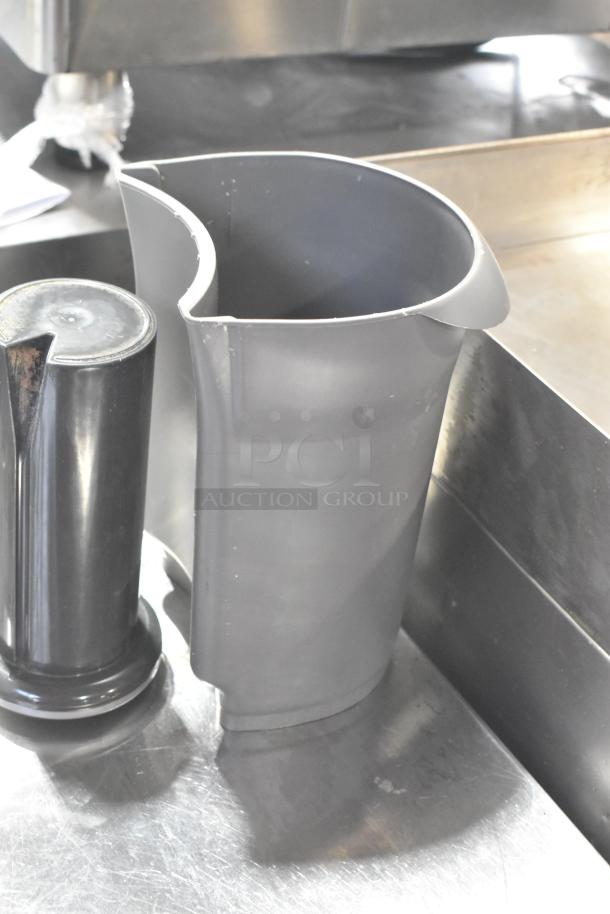 Breville Stainless Steel Commercial Countertop Juicer, 115V, 1 Phase, with removable jug and pusher, clean condition.