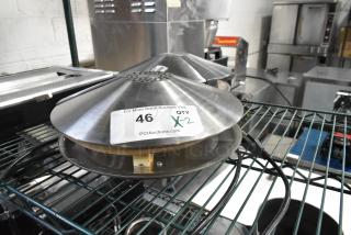 2 Synergetic Metal Bug Zappers, silver finish, on a shelf. Tag shows quantity X2. In good condition.