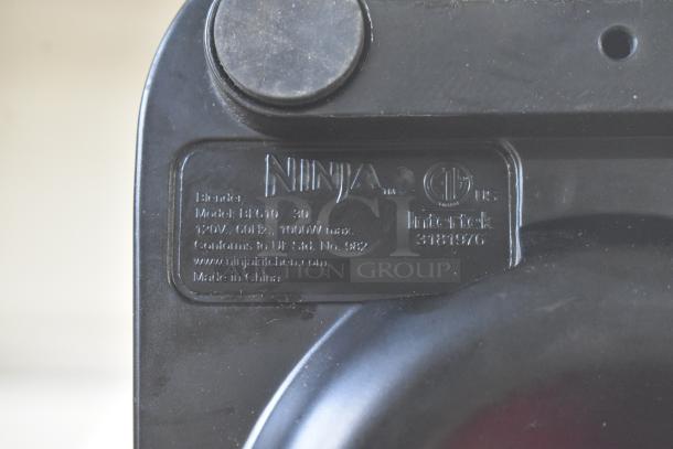 Ninja BL610 metal countertop blender label, 120 volts, 1 phase, 1000W, model BL610, conforms to UL, Made in China.