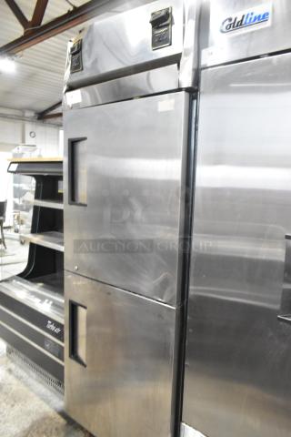 True TA1DT-2HS stainless steel commercial cooler freezer, 2 half-size doors, on casters, 115V, 1 phase, excellent condition.