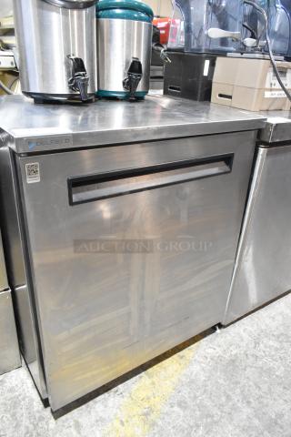 2020 Delfield 406P-STAR2 stainless steel undercounter cooler, single door, on casters, 115V, 1 phase, commercial use.