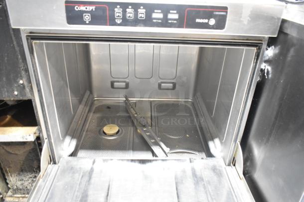 Fagor CO-502W stainless steel undercounter dishwasher, 208-240V, 1 phase, commercial-grade, control panel visible.