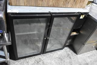 Beverage Air BB48GY-1-B two-door back bar cooler, metal, 115 volts, 1 phase, used condition, glass doors, commercial.