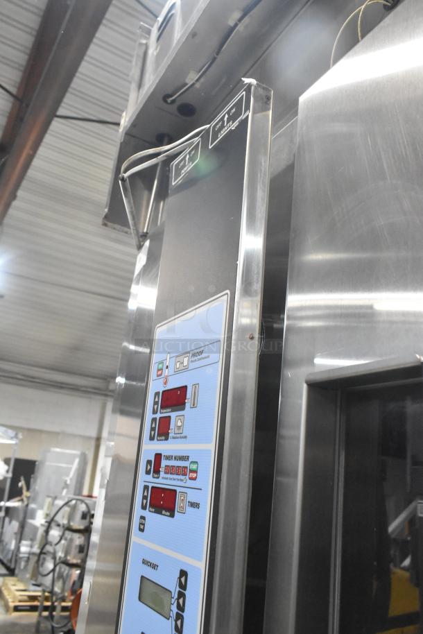 Baxter stainless steel commercial electric roll-in rack proofer with control panel and timer. Good condition.