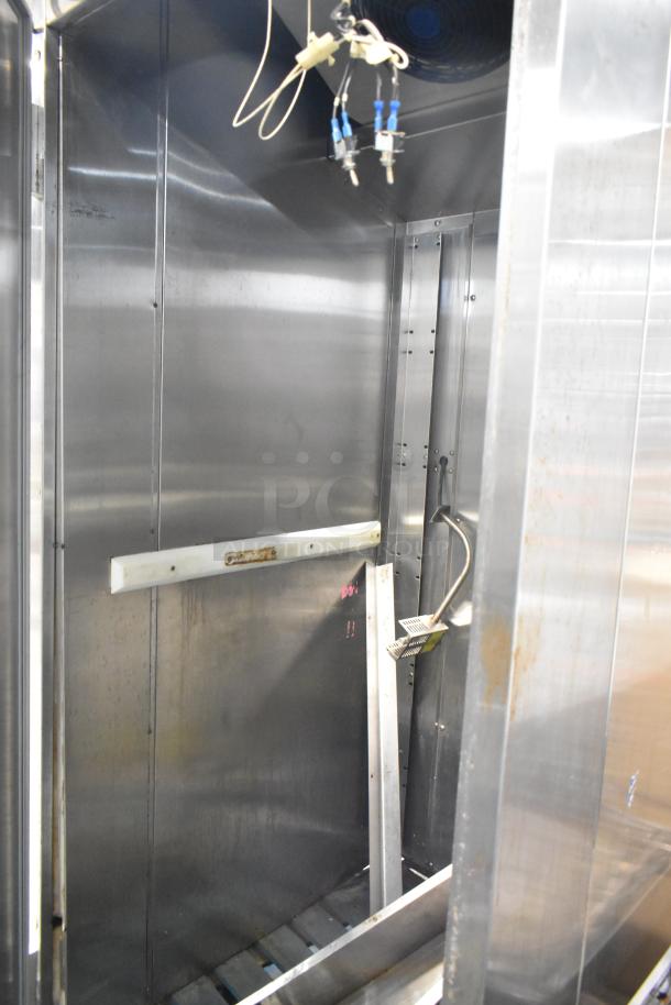 Baxter Stainless Steel Commercial Roll In Rack Proofer, electric powered, interior view, stainless finish, used condition.