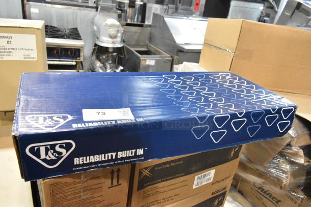 T&S Brass B-0133-12-CR-BC EasyInstall Pre-Rinse Unit box, new, blue packaging with T&S logo and "Reliability Built In" text.