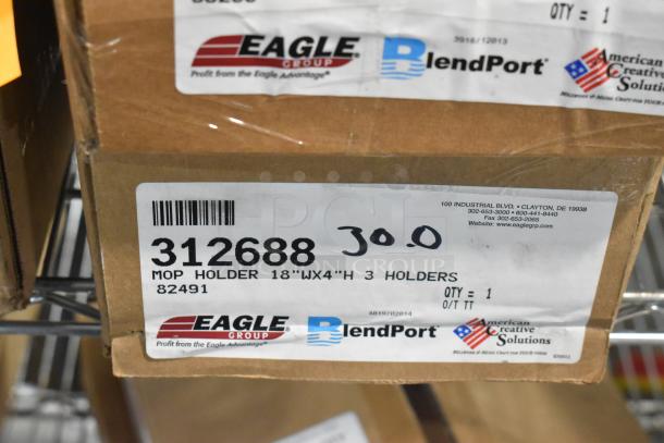 Two brand new items: Eagle 312689 30" hose with bracket and Eagle 312688 3 pole mop holder, 14" x 1 1/4" x 1 3/8".