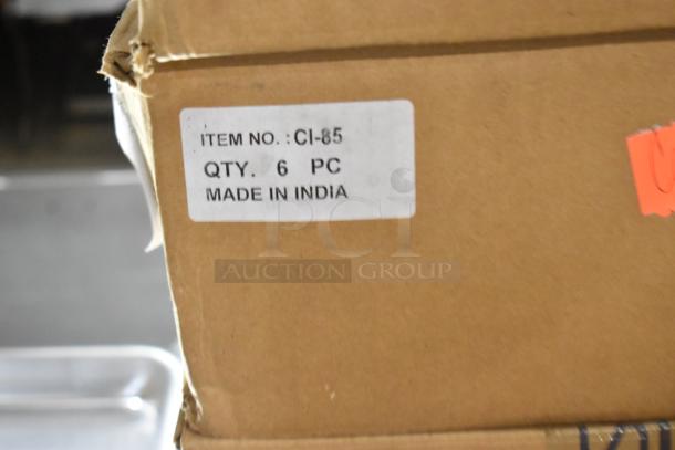 Cardboard box with label reading "ITEM NO.: CI-85, QTY. 6 PC, MADE IN INDIA." Box slightly worn.