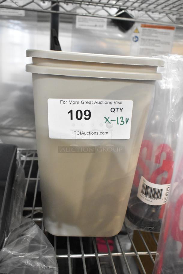 Brand new poly pitcher with label. Included in a lot of 13 items with salt shakers and espresso machine hopper. Quantity marked "X-13."