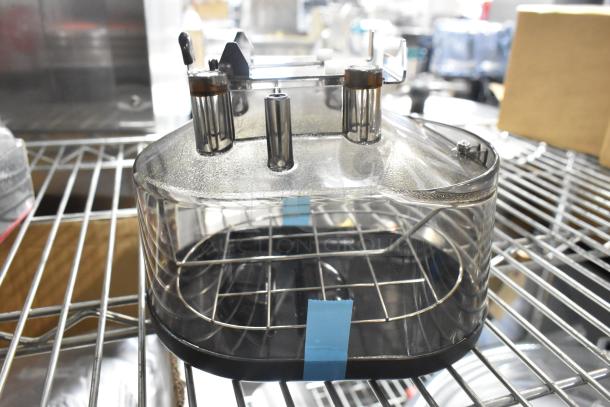 13 new kitchen items, featuring poly pitcher, salt shakers, and espresso machine hopper; mint condition, clear plastic.