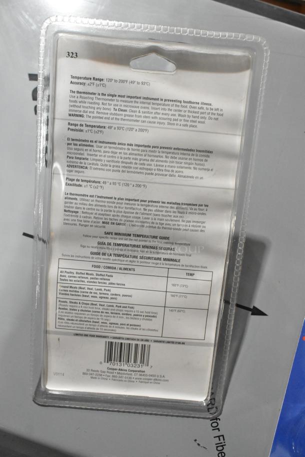Pack of 57 new thermometers with instructions and temperature guide. Range: 120°F to 200°F. Accuracy: ±2°F.