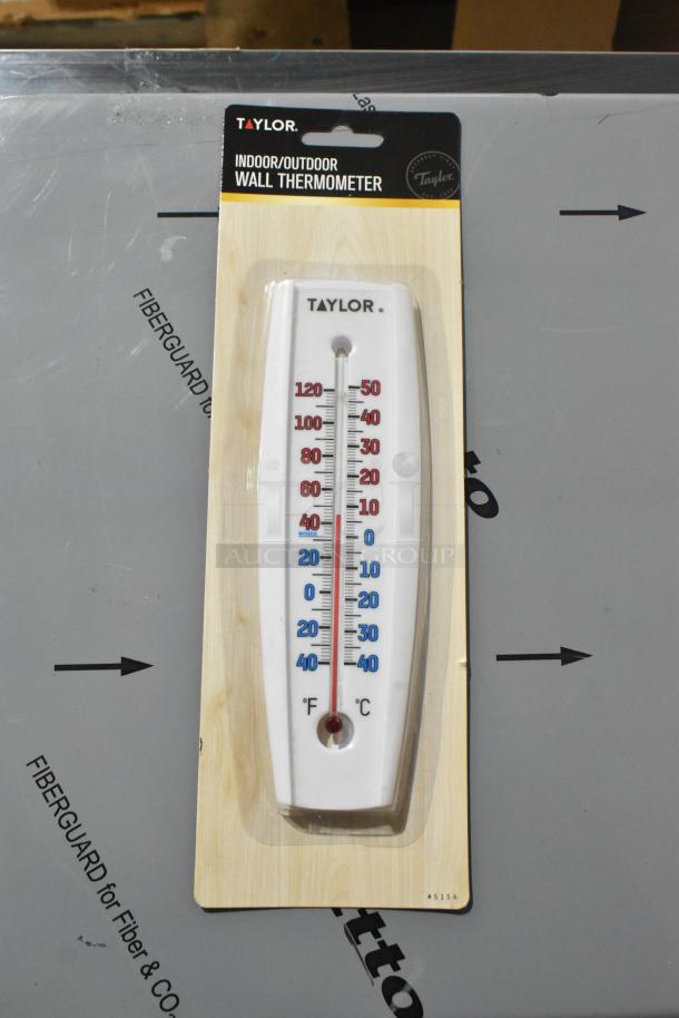 Brand new Taylor indoor/outdoor wall thermometer in packaging. Reads Fahrenheit and Celsius.