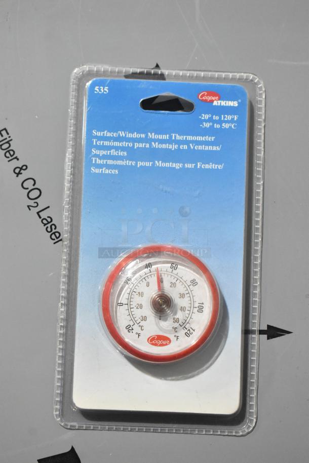 Cooper Atkins thermometer, model 535, for surface/window mounting. Measures -20° to 120°F/-30° to 50°C. Brand new in packaging.