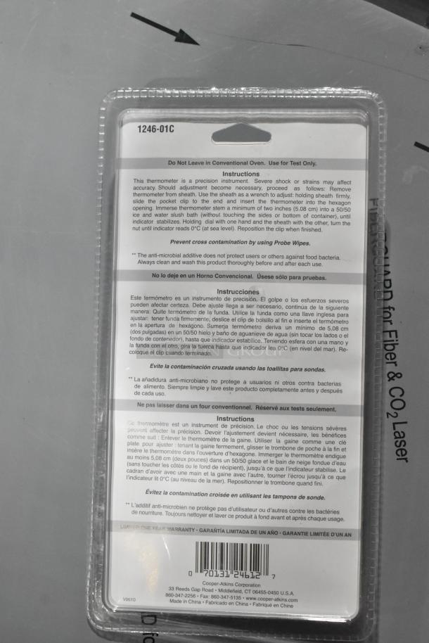 Packaged Cooper-Atkins precision thermometer, Model 1246-01C, for testing use only. Instructions in English, Spanish, French. Brand new.