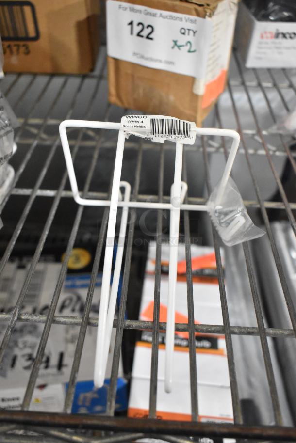 18 new items including Windo WHW-4 scoop holders. Image shows a white metal scoop holder with tag and barcode.