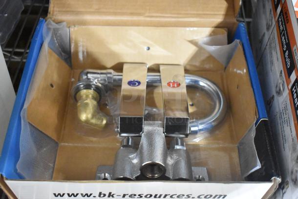 Brand new BK BKKVSGS-G OptiFlow dual pedal knee valve kit, splash mount faucet, 3-1/2" gooseneck, in original packaging.