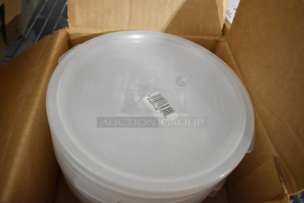 Box of new kitchen items including Dexter 3" oyster knives, Cambro TG6110 tongs, Update steak forks, Winco SP73DS drainer shelves.