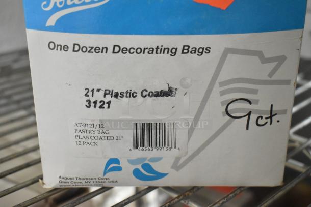 Box of 12 brand new 21" pastry decorating bags, plastic coated, with product code AT-3121/12, by August Thomsen Corp.